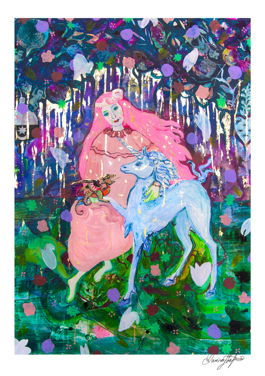 Signed Open Edition Print - Woman with Unicorn