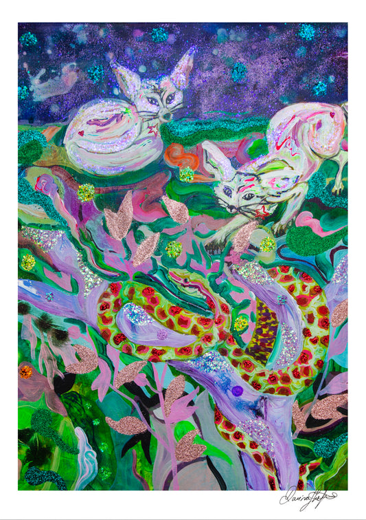 Signed Open Edition Print - Look at the Sky, Fennecs and the Snake
