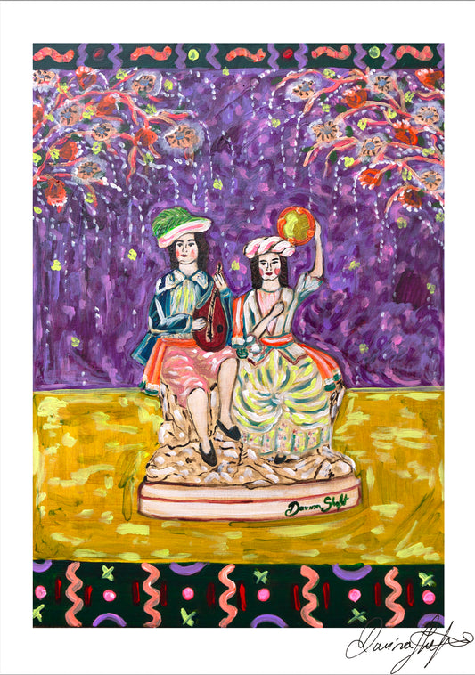 Signed Open Edition Print - Musician Couple Staffordshire